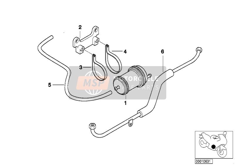 BMW F 650 97 (0162) 1998 Filtro carbone attivo/pezzi di montaggio per un 1998 BMW F 650 97 (0162)