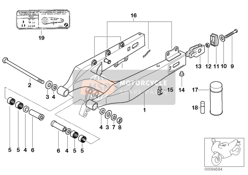 BMW F 650 97 (0162) 1999 REAR WHEEL SWINGING ARM for a 1999 BMW F 650 97 (0162)