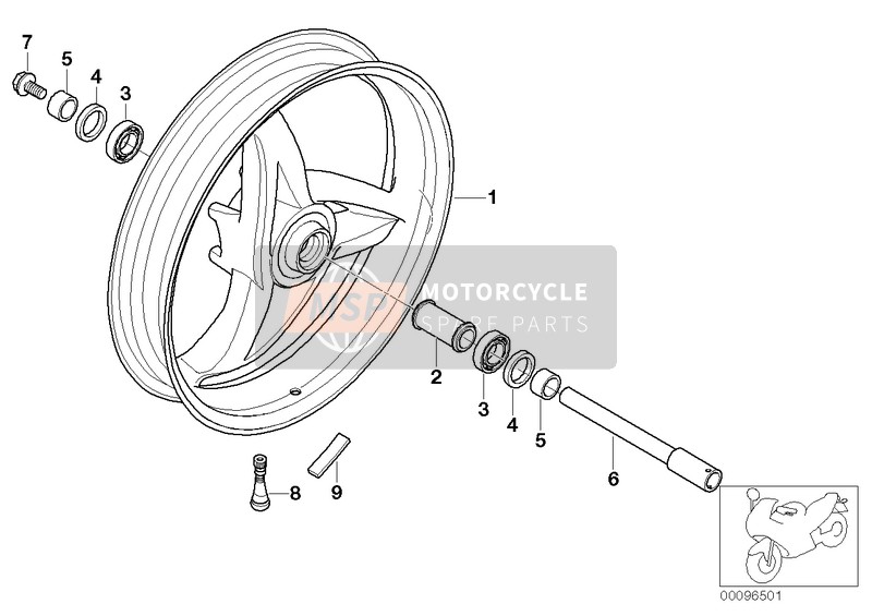 BMW F 650 CS 02 (0174,0184) 2000 FRONT WHEEL for a 2000 BMW F 650 CS 02 (0174,0184)