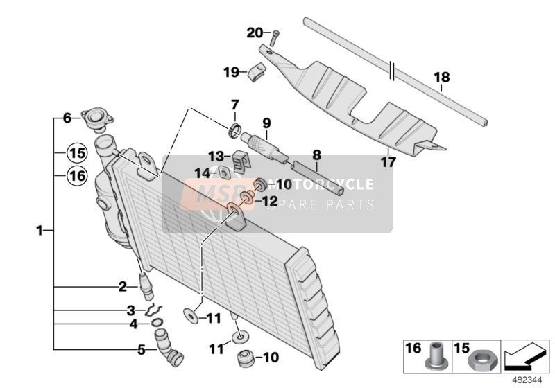 BMW F 650 CS 04 (0177,0187) 2004 Radiateur du liquide de refroidissement 3 pour un 2004 BMW F 650 CS 04 (0177,0187)