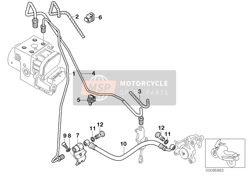 BMW F 650 CS 04 (0177,0187) 2004 Tuberia de freno trasera ABS para un 2004 BMW F 650 CS 04 (0177,0187)