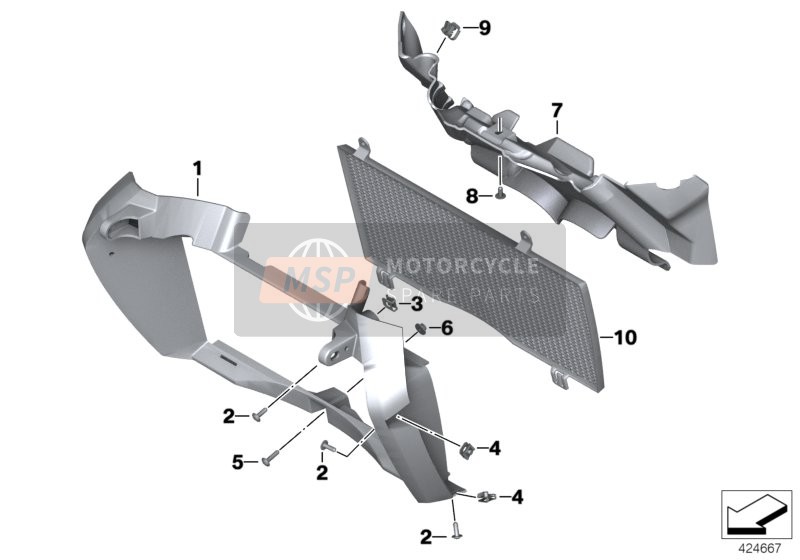 BMW F 650 GS (0218,0228) 2010 Luchtgeleiding radiator voor een 2010 BMW F 650 GS (0218,0228)