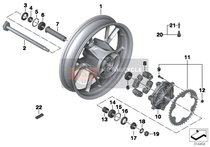 BMW F 650 GS (0218,0228) 2007 Rueda de fundición trasera para un 2007 BMW F 650 GS (0218,0228)