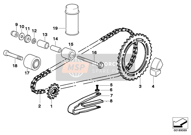 BMW F 650 GS 04 (0175,0185) 2007 Kettingaandrijving voor een 2007 BMW F 650 GS 04 (0175,0185)