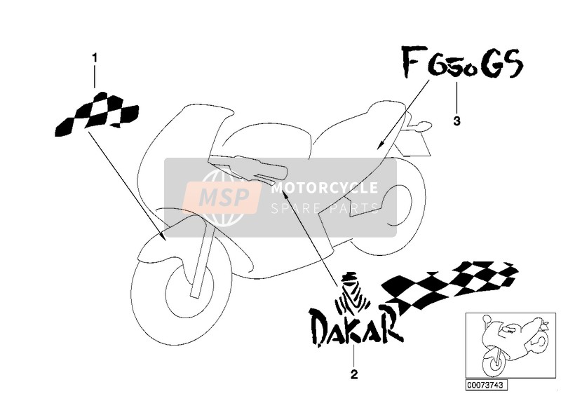 BMW F 650 GS Dakar 00 (0173,0183) 2000 Adesivo Auraweiß per un 2000 BMW F 650 GS Dakar 00 (0173,0183)