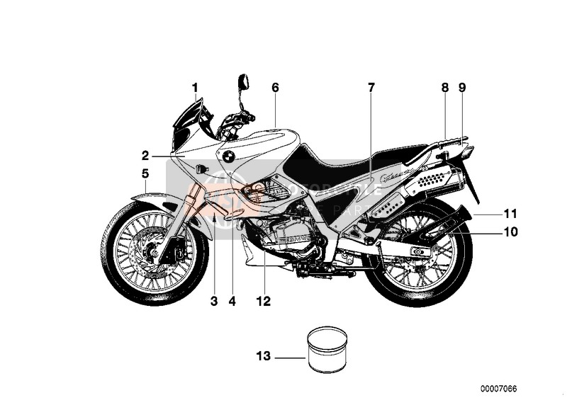 BMW F 650 ST 97 (0163,0168) 1999 Pieces peintes 696 auraweiss pour un 1999 BMW F 650 ST 97 (0163,0168)