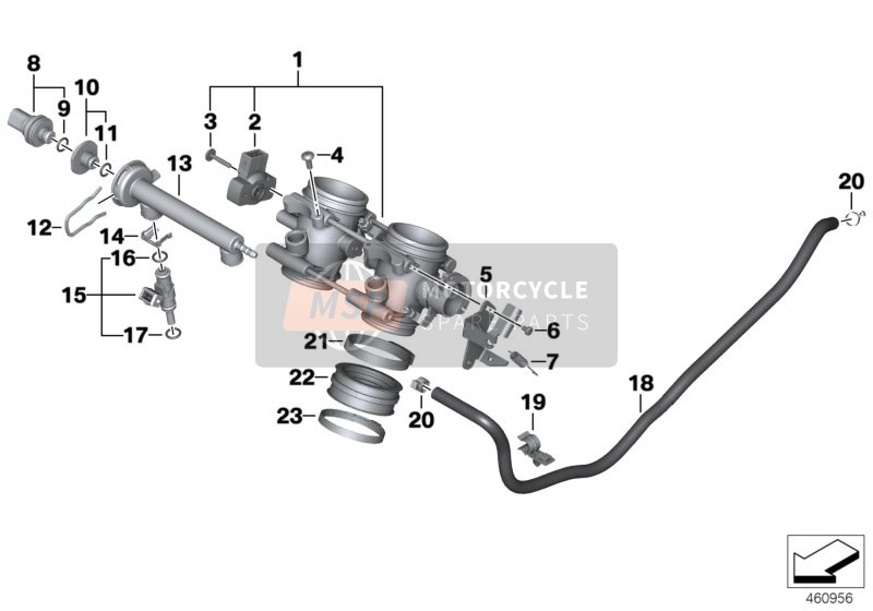 BMW F 700 GS (0B01, 0B11) 2014 Tubo de la válvula de estrangulación para un 2014 BMW F 700 GS (0B01, 0B11)