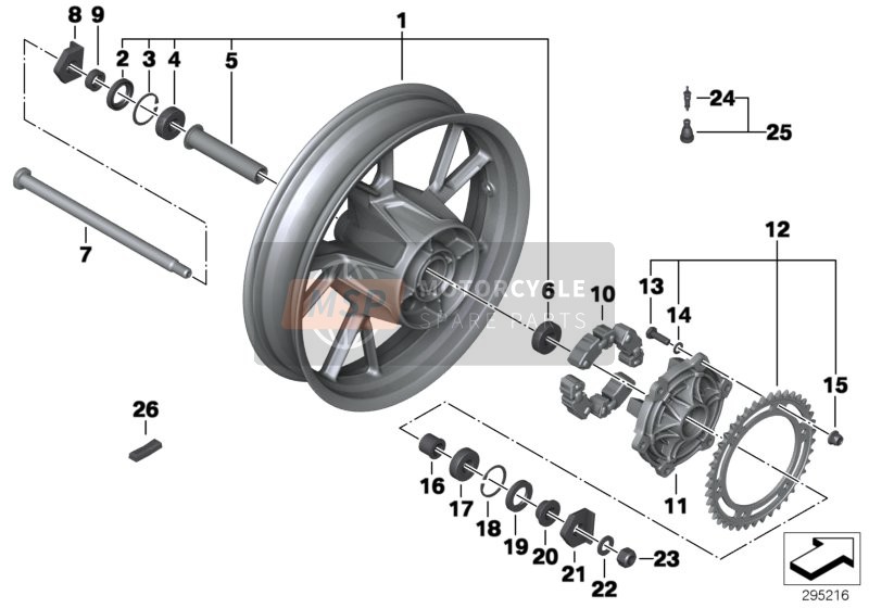 BMW F 700 GS (0B01, 0B11) 2014 Ruota in ghisa posteriore per un 2014 BMW F 700 GS (0B01, 0B11)