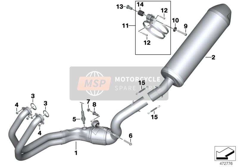 BMW F 700 GS 17 (0B06, 0B16) 2014 Exhaust System Parts with Mounts for a 2014 BMW F 700 GS 17 (0B06, 0B16)