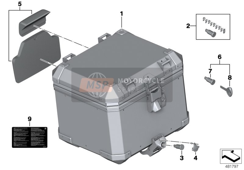 77438566446, Aluminum Topcase, BMW, 0