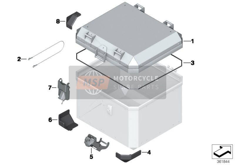 Partes individuales para maleta superior de aluminio