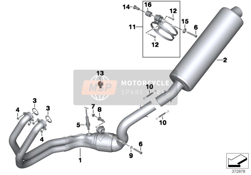 BMW F 800 GS 08 (0219,0229) 2009 Exhaust System Parts with Mounts for a 2009 BMW F 800 GS 08 (0219,0229)