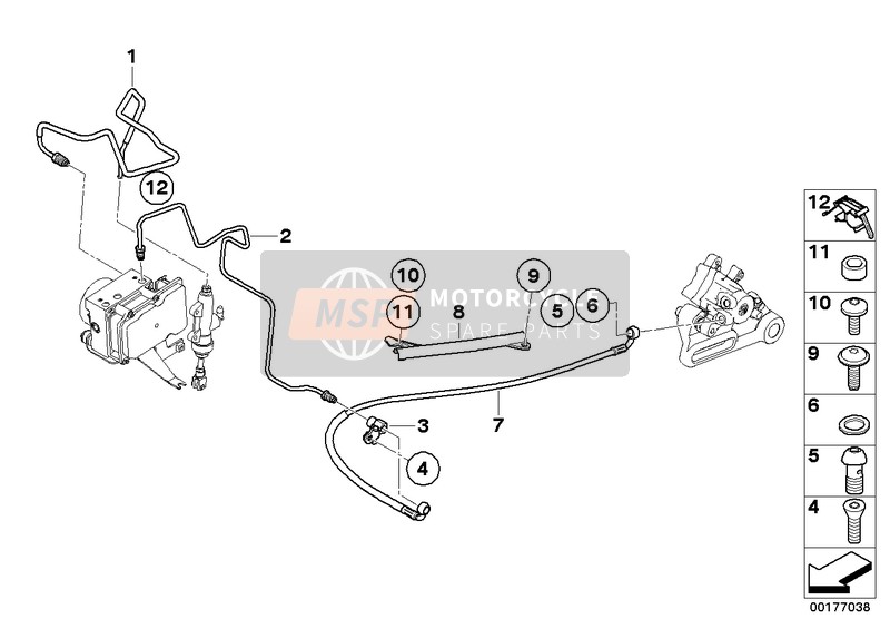 BMW F 800 GS 08 (0219,0229) 2009 BRAKE PIPE REAR ABS for a 2009 BMW F 800 GS 08 (0219,0229)