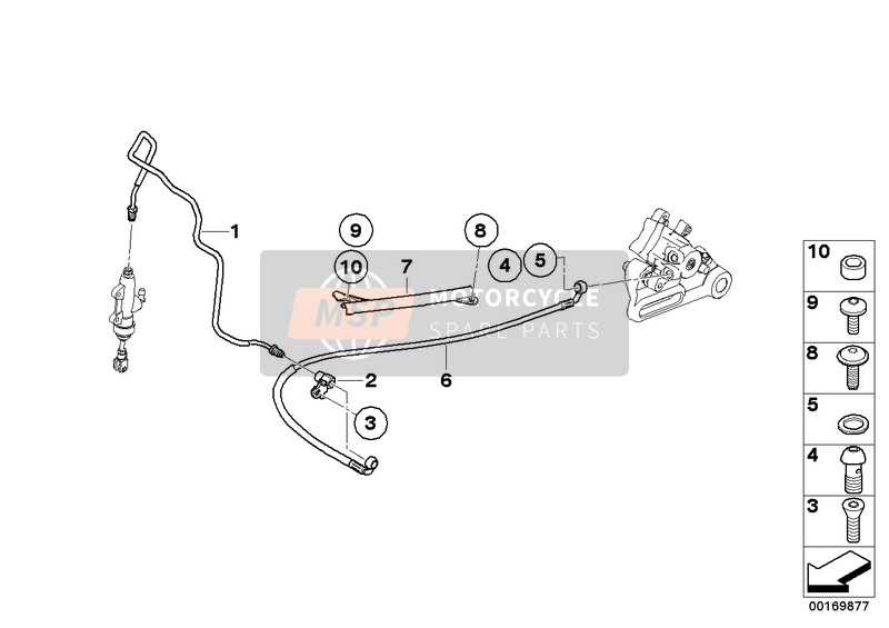 BMW F 800 GS 08 (0219,0229) 2009 Brake Pipe, Rear, Without ABS for a 2009 BMW F 800 GS 08 (0219,0229)