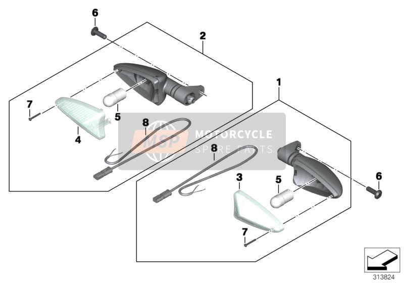 Knipperlichten, Voorzijde