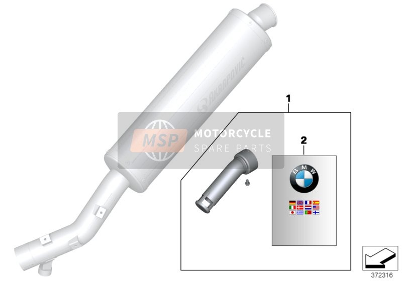 BMW F 800 GS 13 (0B02, 0B12) 2013 Inserto del silenciador 1 para un 2013 BMW F 800 GS 13 (0B02, 0B12)