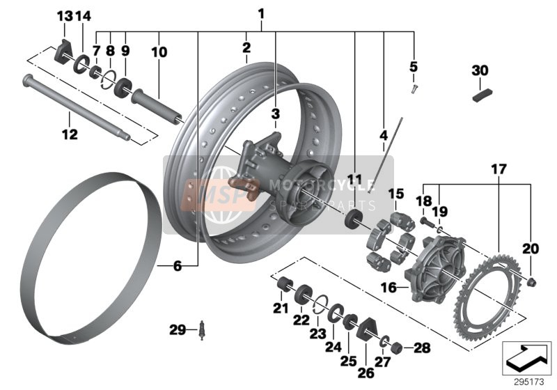 BMW F 800 GS 13 (0B02, 0B12) 2014 Roue a rayons arrière pour un 2014 BMW F 800 GS 13 (0B02, 0B12)