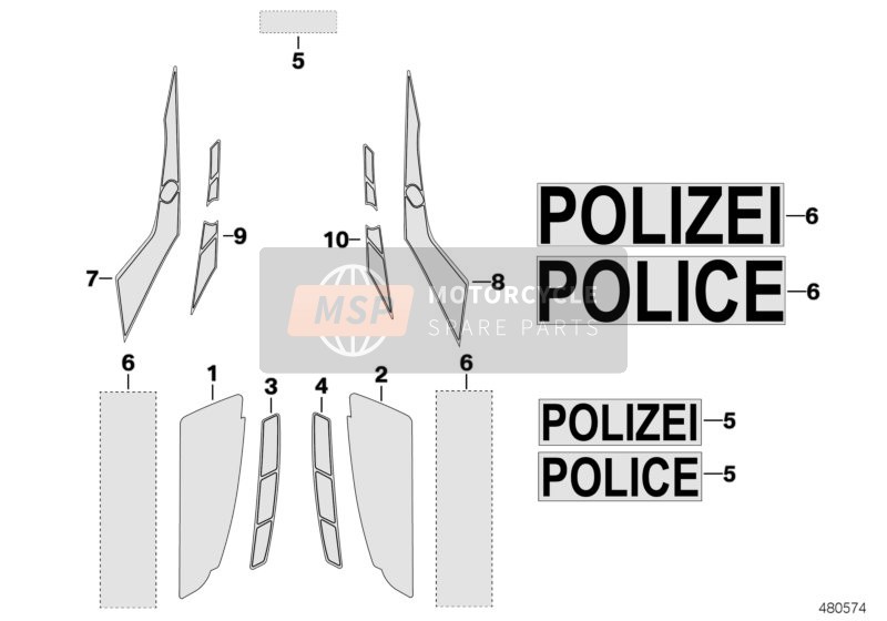 BMW F 800 GS 17 (0B07, 0B17) 2015 Aufkleber Behörde für ein 2015 BMW F 800 GS 17 (0B07, 0B17)