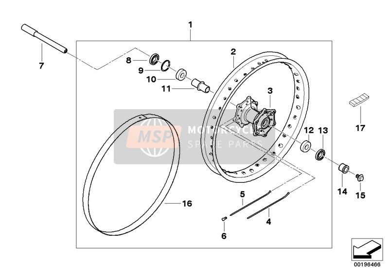 BMW F 800 GS 17 (0B07, 0B17) 2015 Roue à rayons avant pour un 2015 BMW F 800 GS 17 (0B07, 0B17)