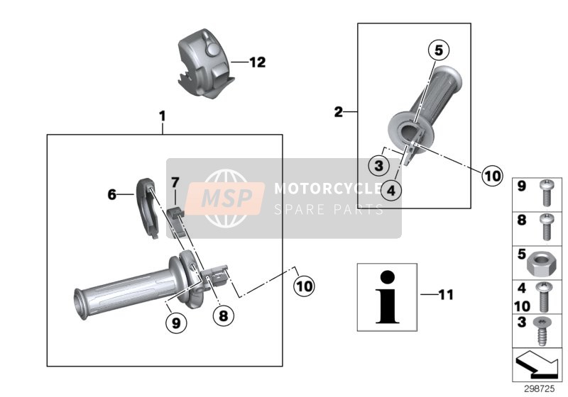 BMW F 800 GT (0B03, 0B13) 2013 Puño del manillar calefactable 1 para un 2013 BMW F 800 GT (0B03, 0B13)