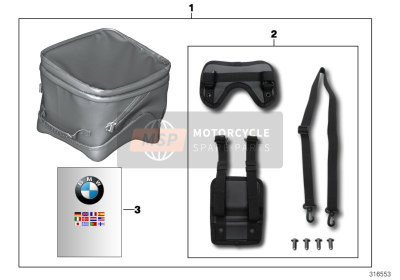 BMW F 800 GT (0B03, 0B13) 2014 Tasche für Tankoberseite für ein 2014 BMW F 800 GT (0B03, 0B13)