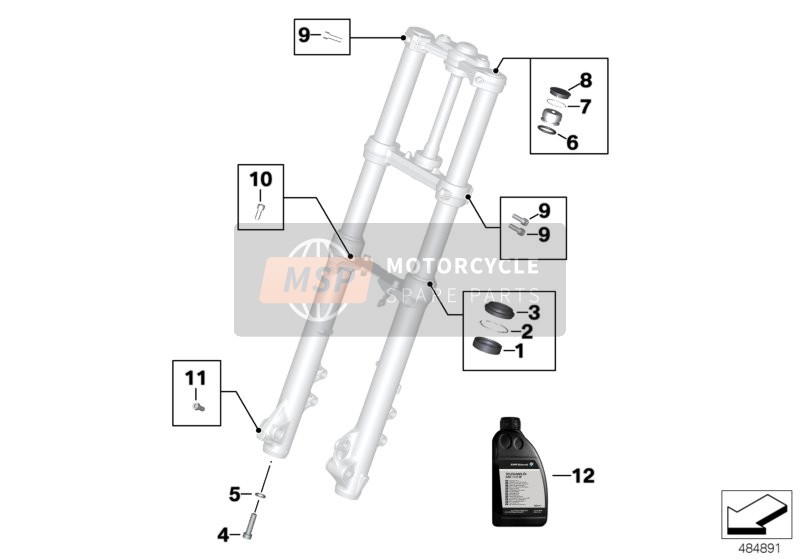 BMW F 800 GT (0B03, 0B13) 2015 Service telescoopvork voor een 2015 BMW F 800 GT (0B03, 0B13)