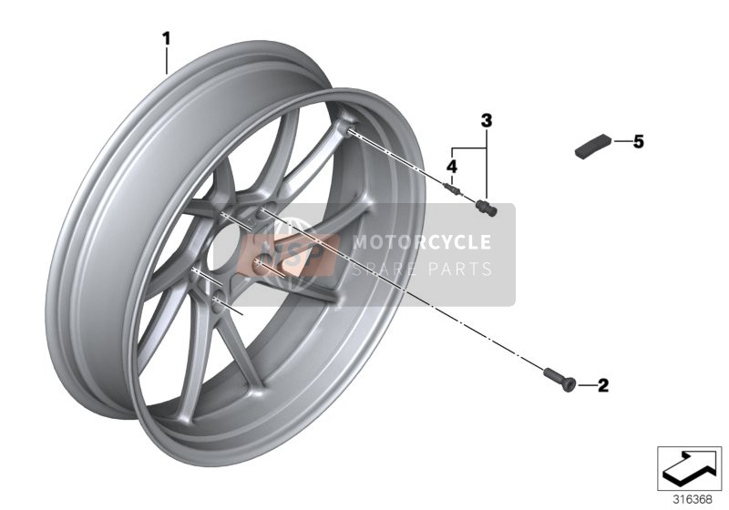 BMW F 800 GT (0B03, 0B13) 2014 Rueda de fundición trasera para un 2014 BMW F 800 GT (0B03, 0B13)