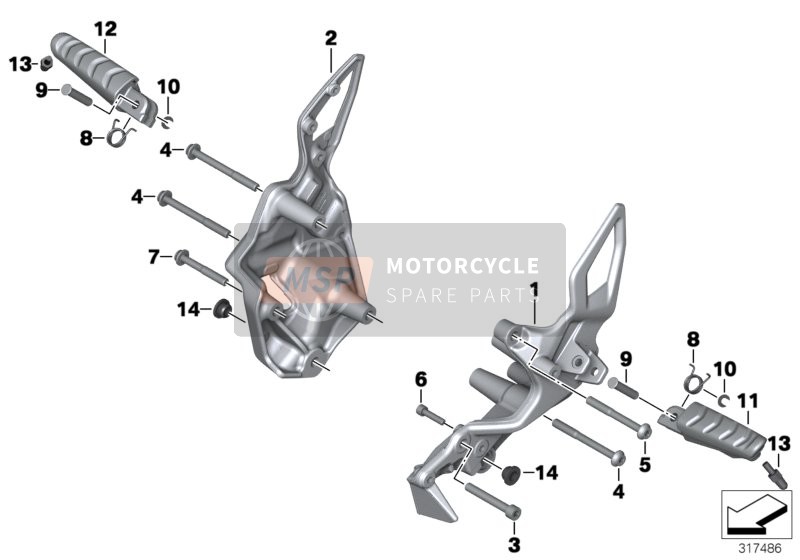 BMW F 800 GT 17 (0B53, 0B63) 2019 Descansa pies para un 2019 BMW F 800 GT 17 (0B53, 0B63)