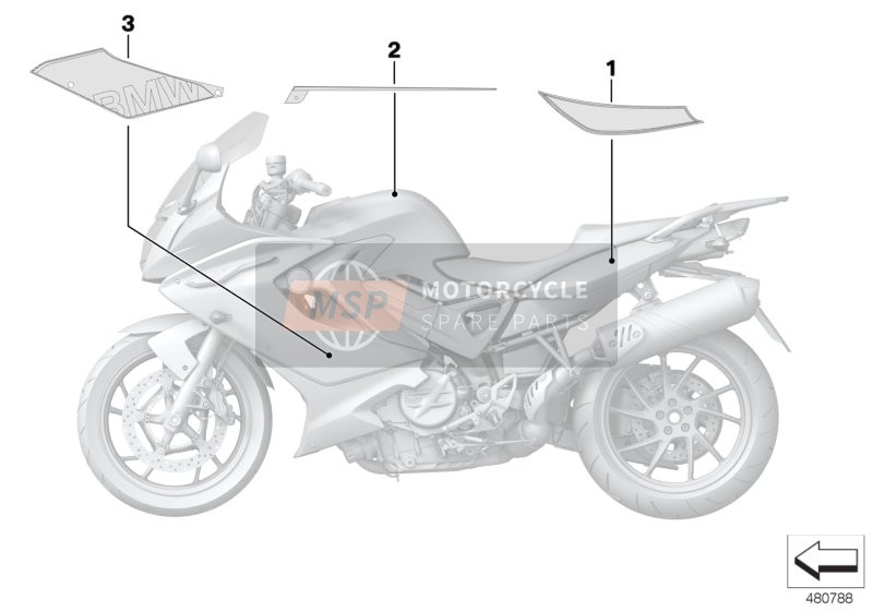 BMW F 800 GT 17 (0B53, 0B63) 2016 Dekor und Schriftzug für ein 2016 BMW F 800 GT 17 (0B53, 0B63)