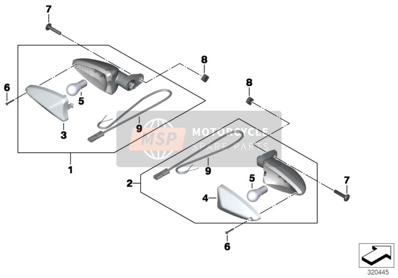 BMW F 800 GT 17 (0B53, 0B63) 2019 Clignotants arrière pour un 2019 BMW F 800 GT 17 (0B53, 0B63)