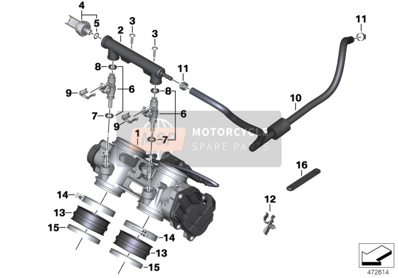 BMW F 800 GT 17 (0B53, 0B63) 2019 Tubo de la válvula de estrangulación para un 2019 BMW F 800 GT 17 (0B53, 0B63)