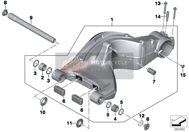 BMW F 800 GT 17 (0B53, 0B63) 2019 Bras oscillant pour un 2019 BMW F 800 GT 17 (0B53, 0B63)