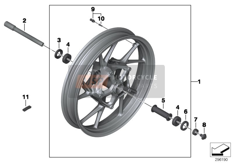 BMW F 800 GT 17 (0B53, 0B63) 2019 Rueda de fundición delantera para un 2019 BMW F 800 GT 17 (0B53, 0B63)