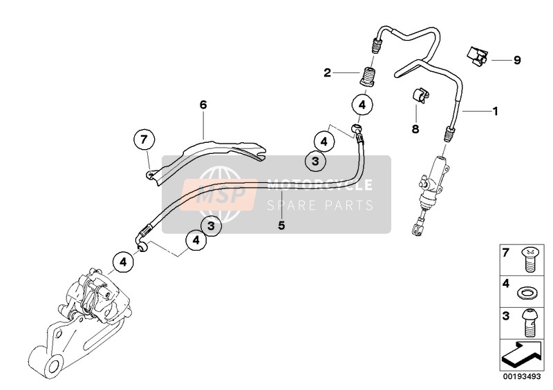 BMW F 800 R (0217,0227) 2008 Brake Pipe, Rear, Without ABS for a 2008 BMW F 800 R (0217,0227)