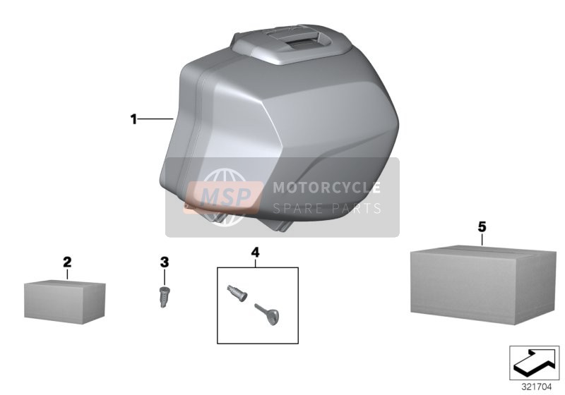 BMW F 800 R 15 (0B04, 0B14) 2013 Toerkoffer voor een 2013 BMW F 800 R 15 (0B04, 0B14)