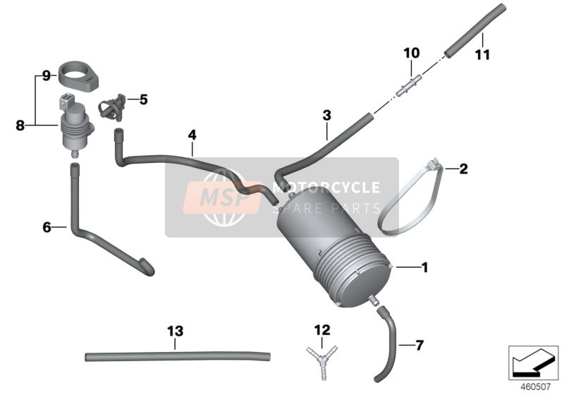 BMW F 800 R 15 (0B04, 0B14) 2013 ACTIVATED CHARCOAL FILTER/TUBING 2 pour un 2013 BMW F 800 R 15 (0B04, 0B14)