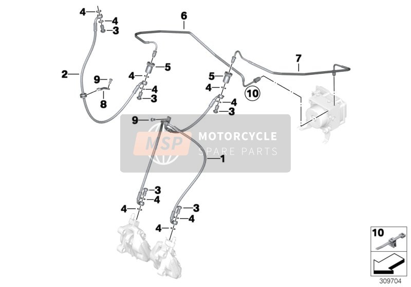 BMW F 800 R 15 (0B04, 0B14) 2014 Bremsleitung für ABS, vorne für ein 2014 BMW F 800 R 15 (0B04, 0B14)