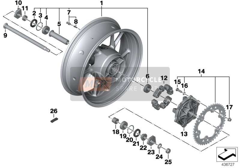 BMW F 800 R 17 (0B54, 0B64) 2015 CAST RIM, REAR for a 2015 BMW F 800 R 17 (0B54, 0B64)