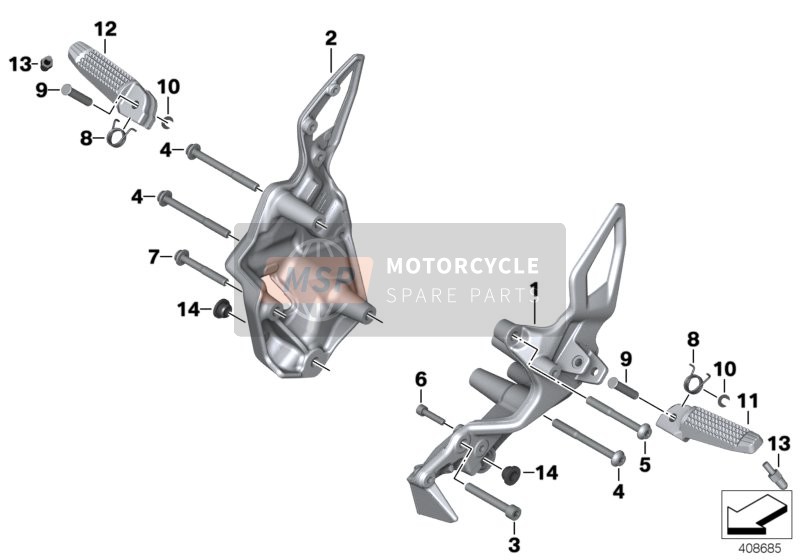 BMW F 800 R 17 (0B54, 0B64) 2015 FOOTPEG SYSTEM for a 2015 BMW F 800 R 17 (0B54, 0B64)