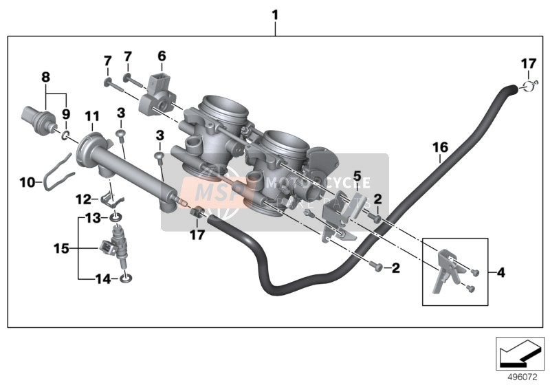 BMW F 800 S (0216,0226) 2006 Tubo de la válvula de estrangulación para un 2006 BMW F 800 S (0216,0226)