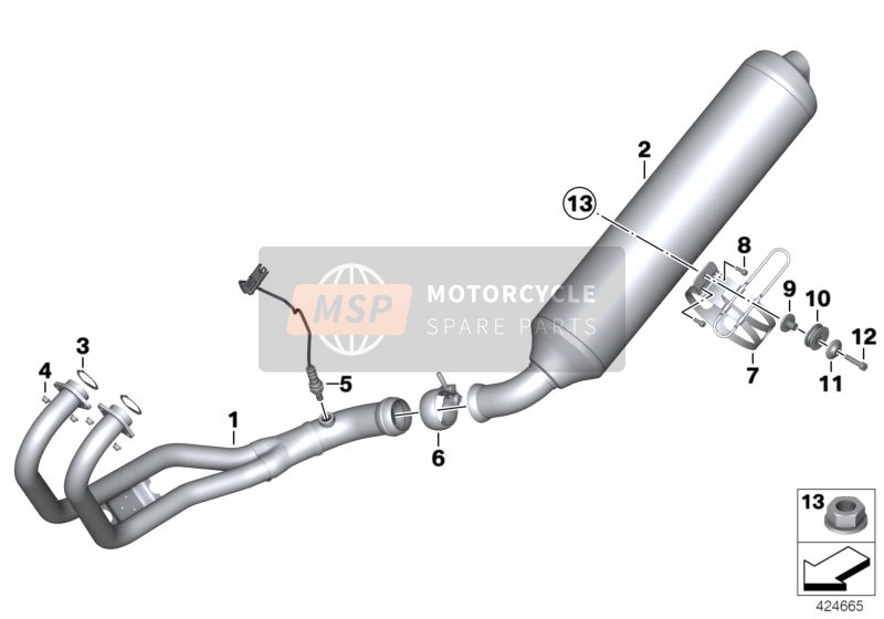 BMW F 800 S (0216,0226) 2007 Exhaust System Parts with Mounts for a 2007 BMW F 800 S (0216,0226)