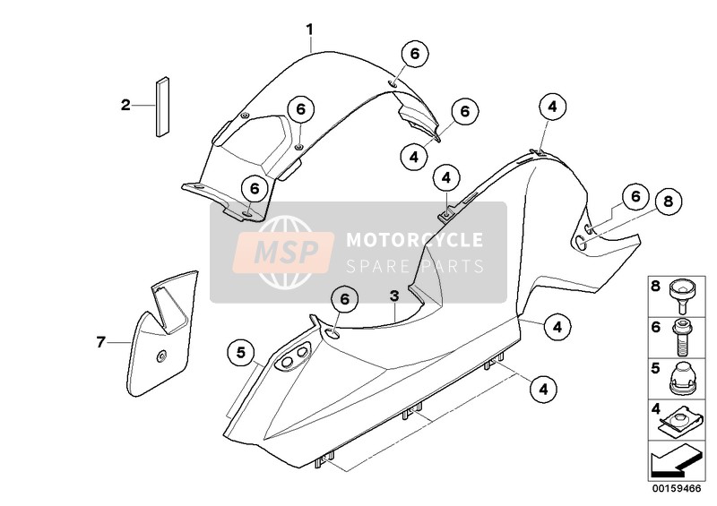 BMW F 800 S (0216,0226) 2004 Carenage laterale / Partie centrale pour un 2004 BMW F 800 S (0216,0226)