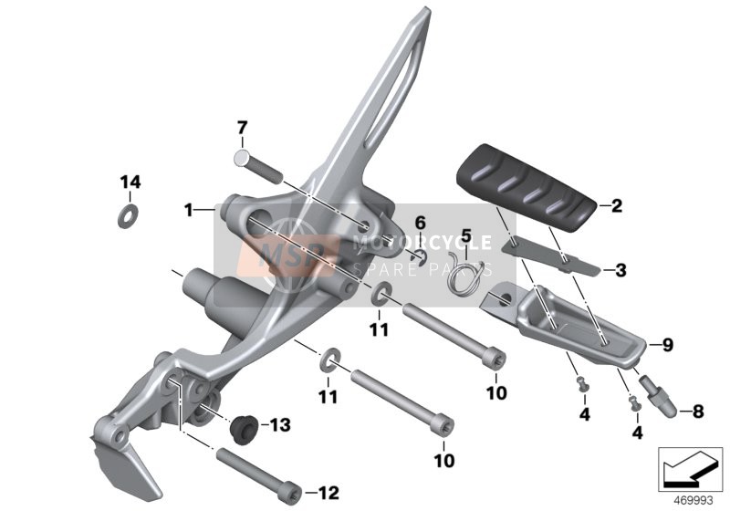 BMW F 800 ST (0234,0244) 2008 Reposapiés delante para un 2008 BMW F 800 ST (0234,0244)