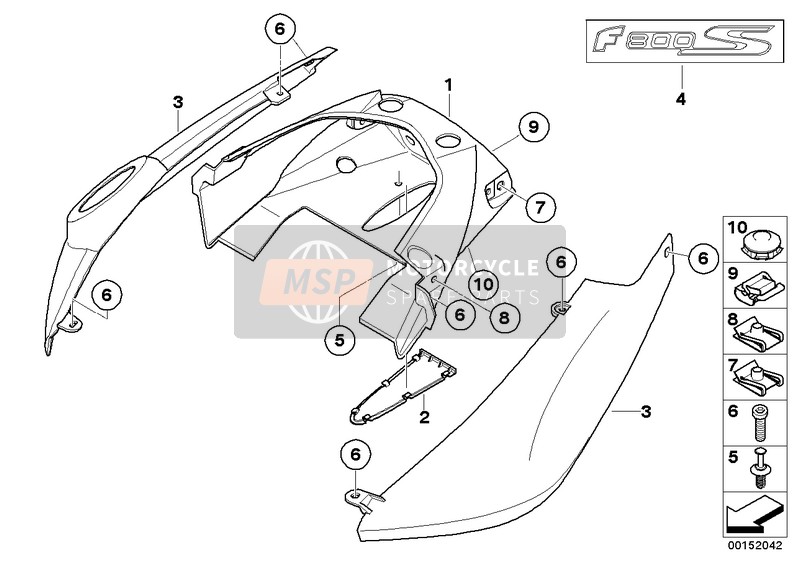 BMW F 800 ST (0234,0244) 2004 Achterbekleding voor een 2004 BMW F 800 ST (0234,0244)