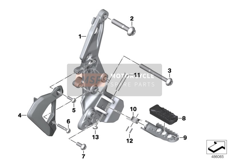 BMW F 850 GS (0B09, 0B19) 2017 Fussrastenplatte /Fussraste vorne rechts für ein 2017 BMW F 850 GS (0B09, 0B19)