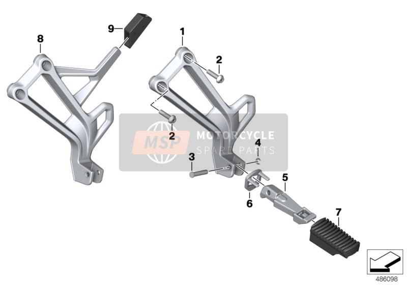 BMW F 850 GS (0B09, 0B19) 2016 Voetrasterplaat/voetraster achter voor een 2016 BMW F 850 GS (0B09, 0B19)