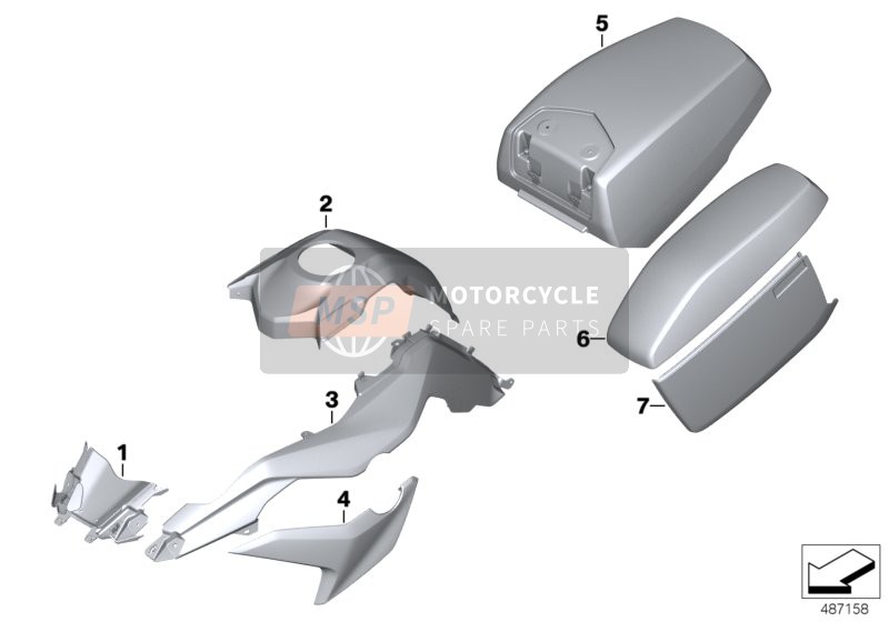 BMW F 850 GS (0B09, 0B19) 2017 Pzas pint. WN99 glacier-silver metaliz. para un 2017 BMW F 850 GS (0B09, 0B19)