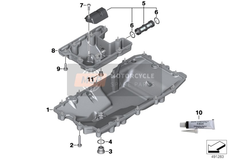 BMW F 850 GS (0B09, 0B19) 2019 Olie Pan voor een 2019 BMW F 850 GS (0B09, 0B19)