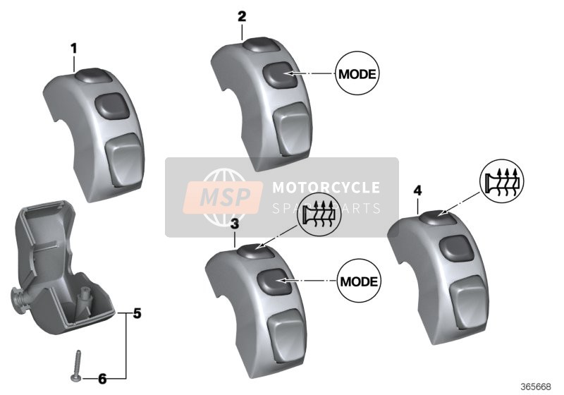 Combination switch, handlebar, right