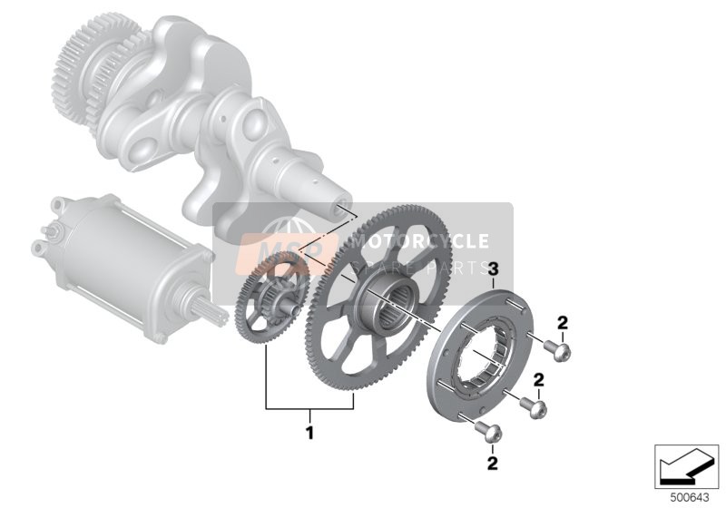 BMW F 850 GS (0B09, 0B19) 2018 Embrayage unidirectionnel de démarreur, engrenage de réduction pour un 2018 BMW F 850 GS (0B09, 0B19)